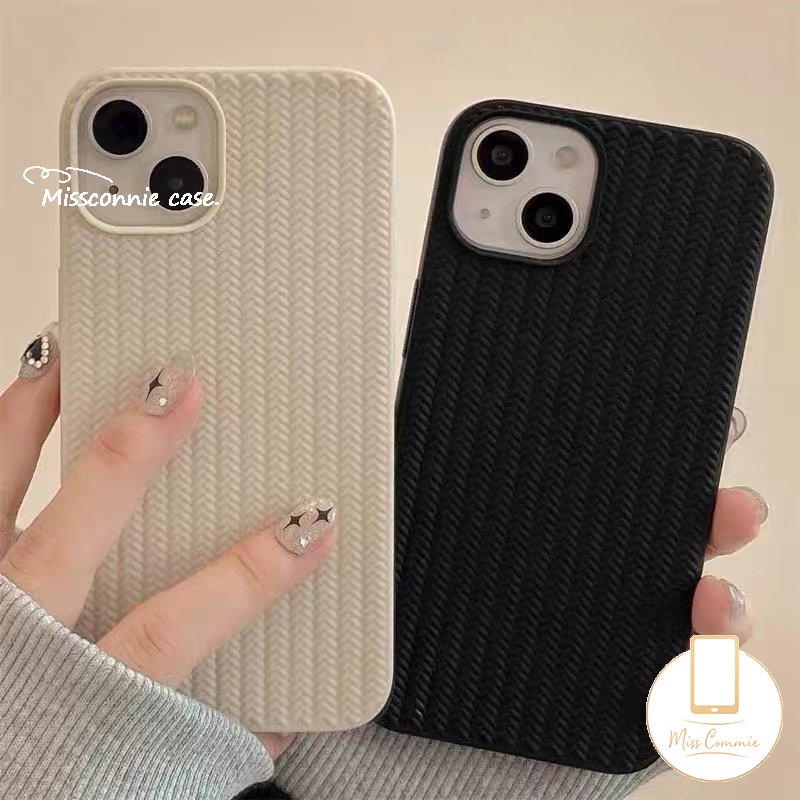 IPHONE Casing Pola Sweater Rajut Mewah Kompatibel Untuk Iphone6 6s 7 8 Plus X XR XS Max11 13 12 Pro Max SE 2020 Simple Warna Solid Lembut Tpu Cover