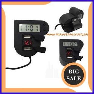 perkakas Voltmeter charger HP USB jam digital 4 in 1 breket holder motor mobil 140ZZ3