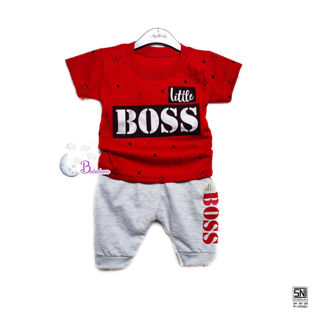 BOBOBAM  BAJU BAYI LAKI LAKI SETELAN ANAK COWO LUCU STELAN COWOK 6 12 BULAN KEREN TRENDY KEKINIAN BOSS