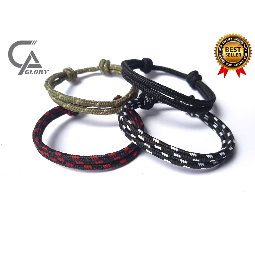 Gelang Simpel Prusik 3 mm Gelang Simpel Paracord Gelang Couple Aksesoris Kekinian Pria Dan Wanita Ke