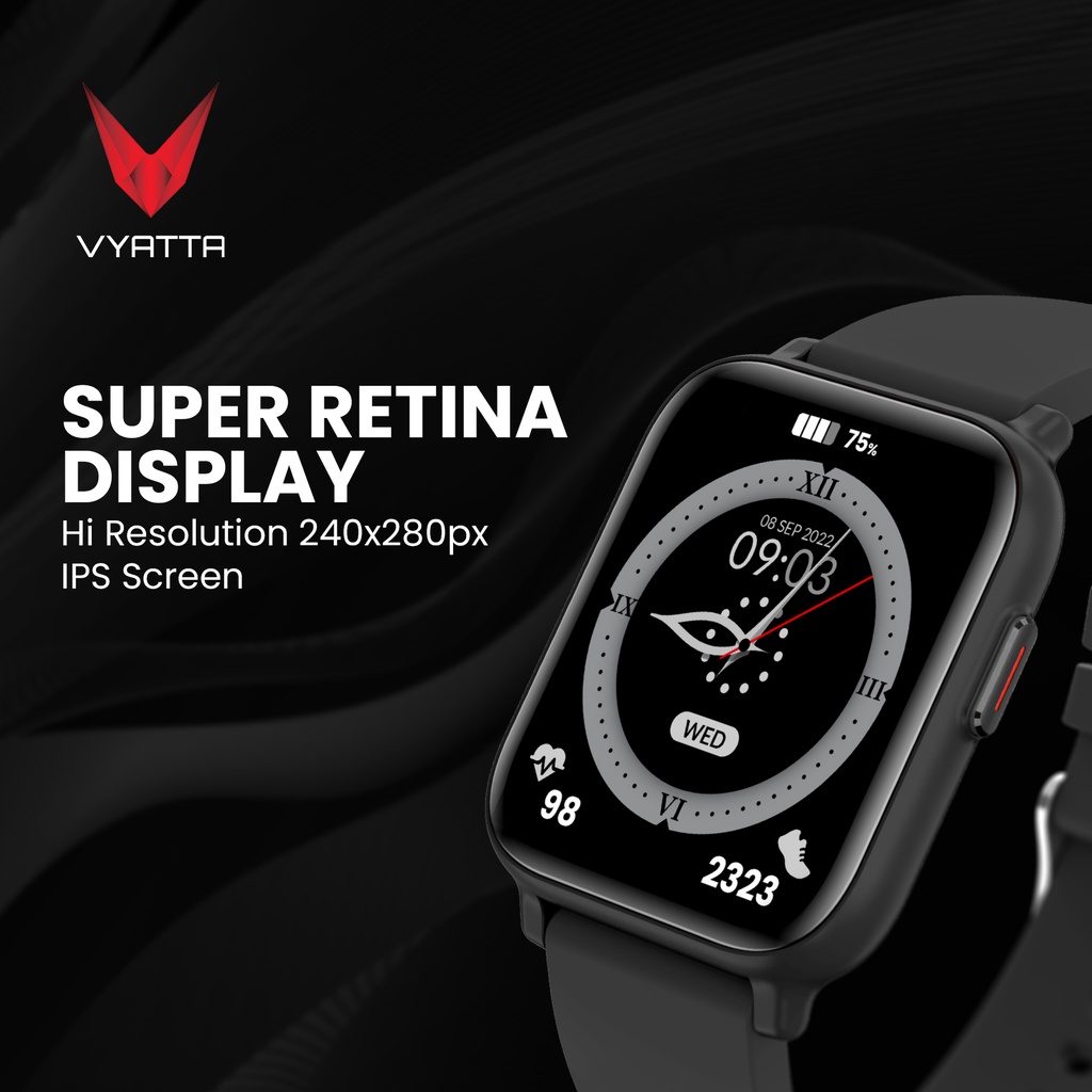 VYATTA FITME PRO SMARTWATCH SQUARE IPS SCREEN 1.9&quot; BLUETOOTH PHONE CALL REAL HEART RATE SENSOR MULTI SPORTS MODE