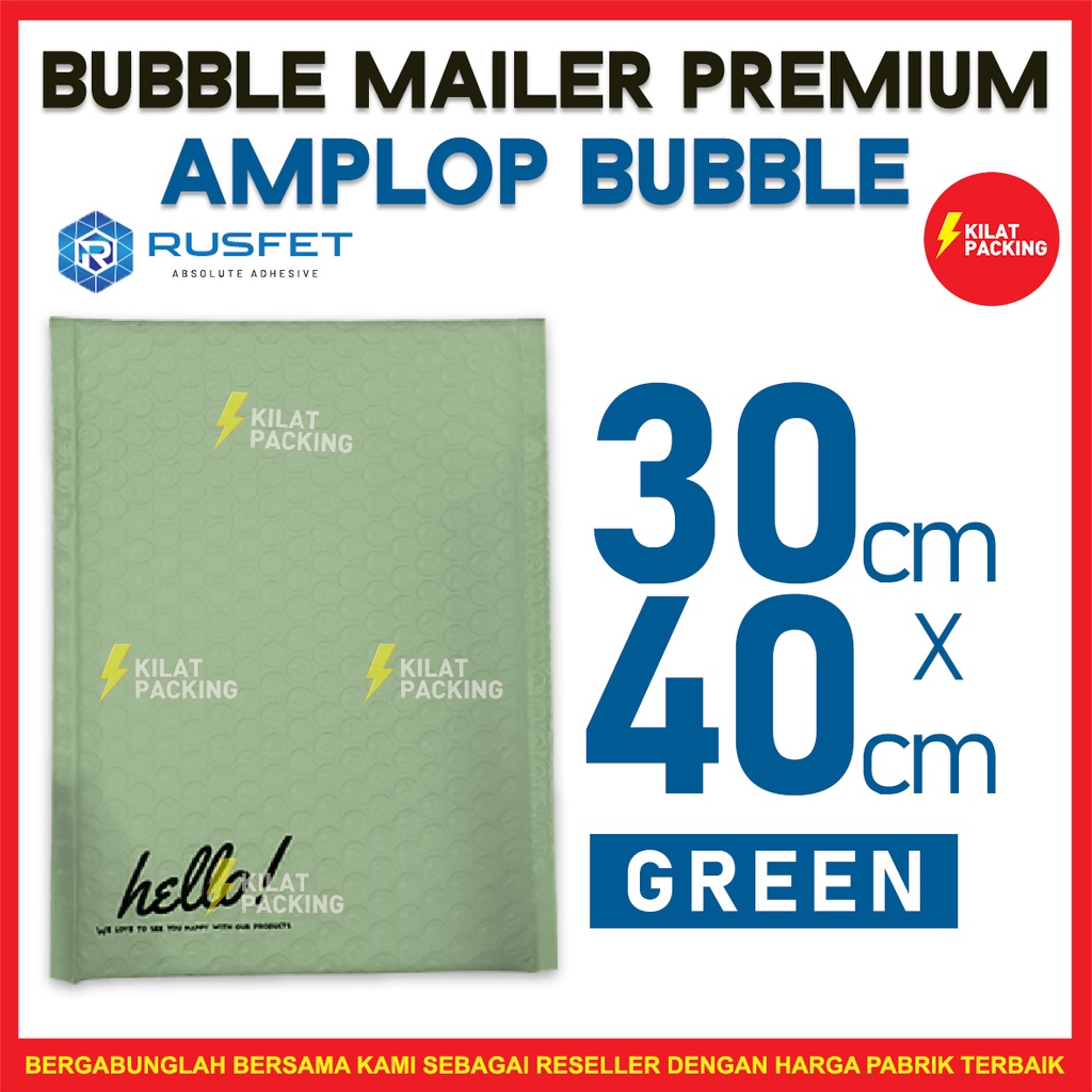 

Amplop bubble mailer packing 30x40 cm envelope padded rusfet green