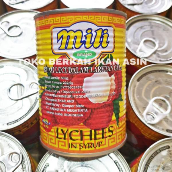 

New Mart MILI Lychee In Syrup 565 gr / Leci Kaleng / Kelengkeng Kaleng