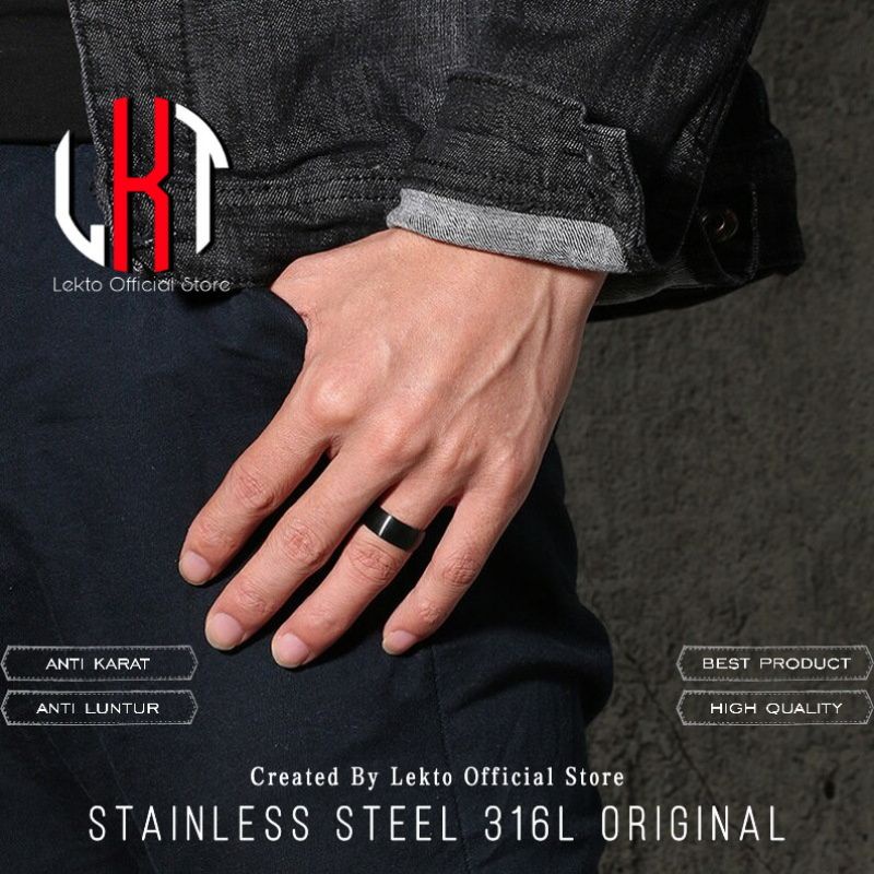 Cincin Couple Hitam Polos Titanium Anti Karat Pria Wanita Nikah Tunangan Pacar Cewe Cowo Cewek Cowo 