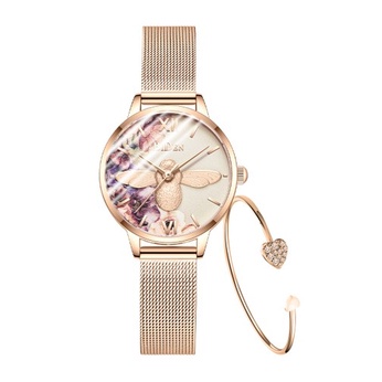 BIDEN Jam Tangan Wanita Bisnis Fashion Lebah 3D Yang unik Anggun Tahan Air Kuarsa