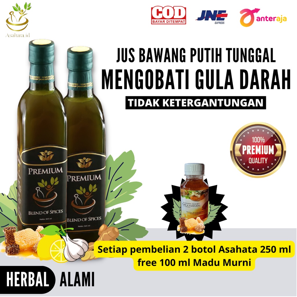 

Jus Herbal PAKET 2 BOTOL Bawang Putih Tunggal Jahe Merah Lemon Cuka Apel Madu Murni / Mengobati Gula Darah - Asahata Original