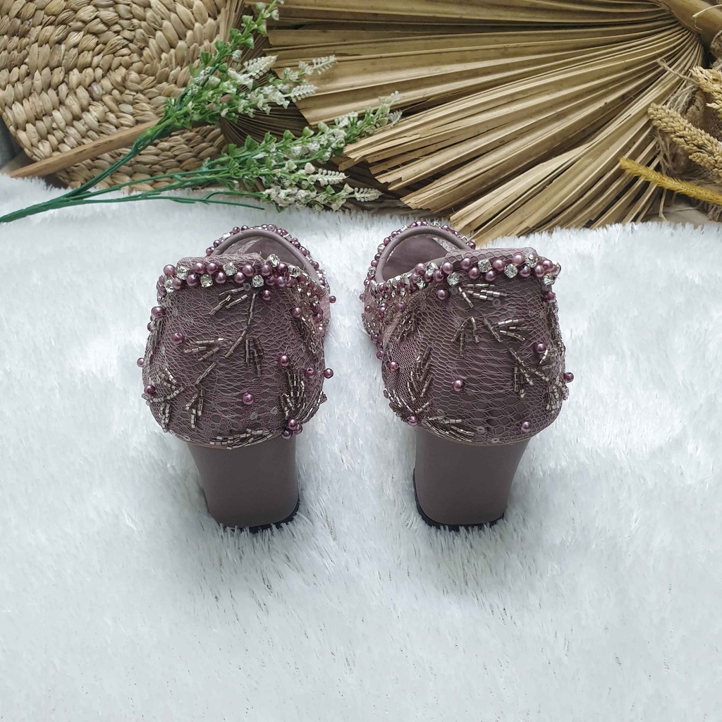 Sepatu wedding pesta Cantik mahalani mauve 7cm tahu