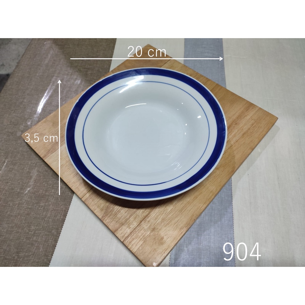 Piring Keramik / Piring Makan / Piring List Biru / Piring Jadul / Piring Minimalis