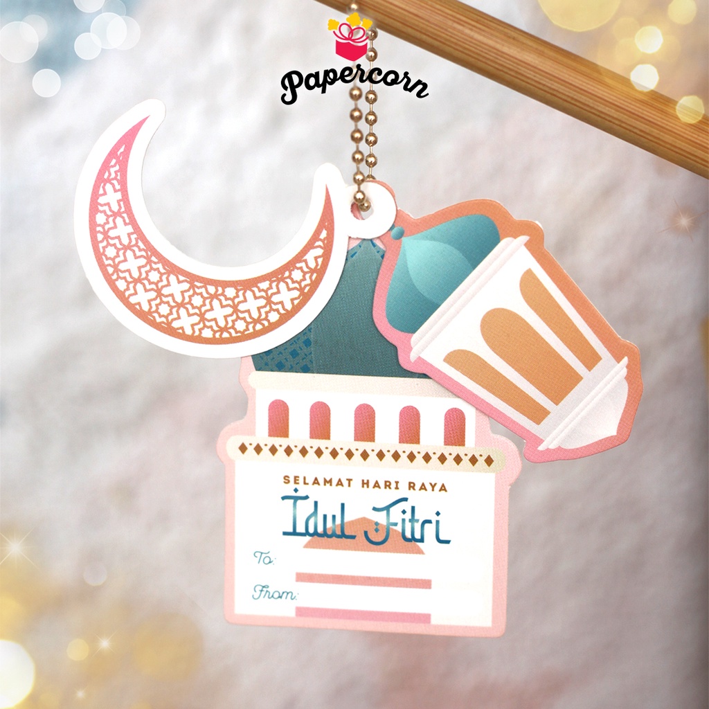 

10 Pcs Gift Tag / Hangtag Idul Fitri 3 Set Idul Fitri - Pink Include Rantai