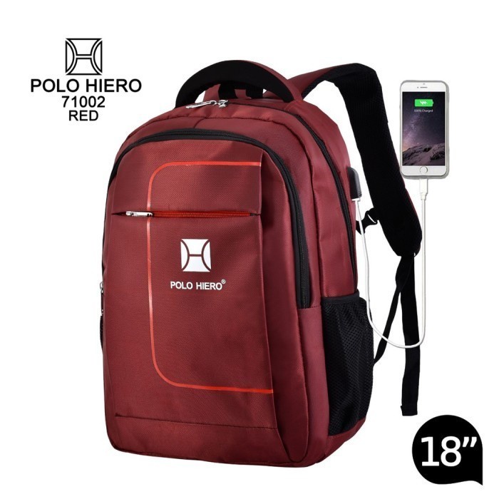Tas Ransel Pria Tas Polo Hiero Tas Ransel 71002-18 Inch Tas Pria Sekolah Tas Kerja - Cokelat(Z0G2) t