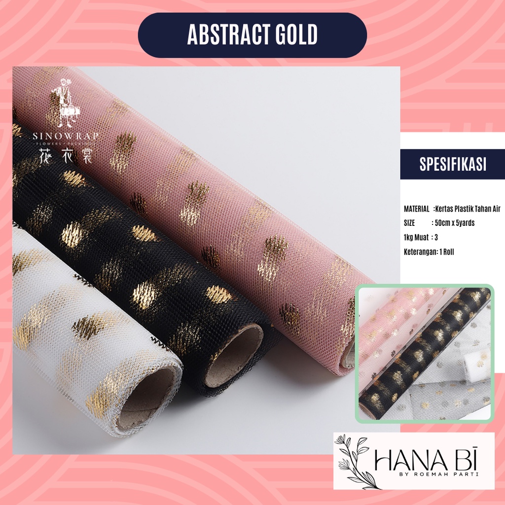 

1 Roll Florist Mesh Buket Bunga Mesh Jaring Abstract Gold Bouquet Wrapping Kain Roll P.HBS