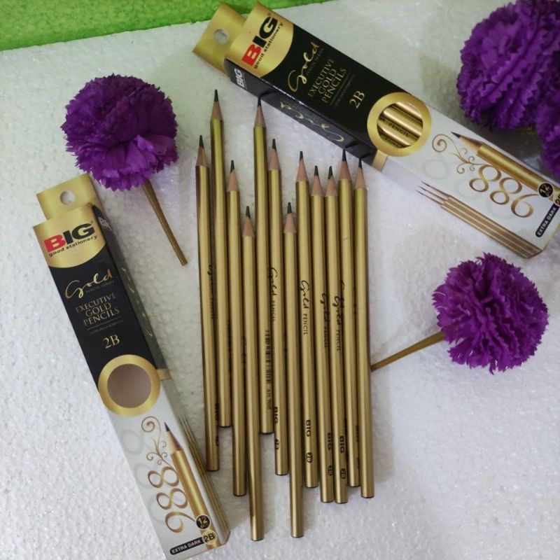 

PENSIL 2B BIG WARNA GOLD MURAH