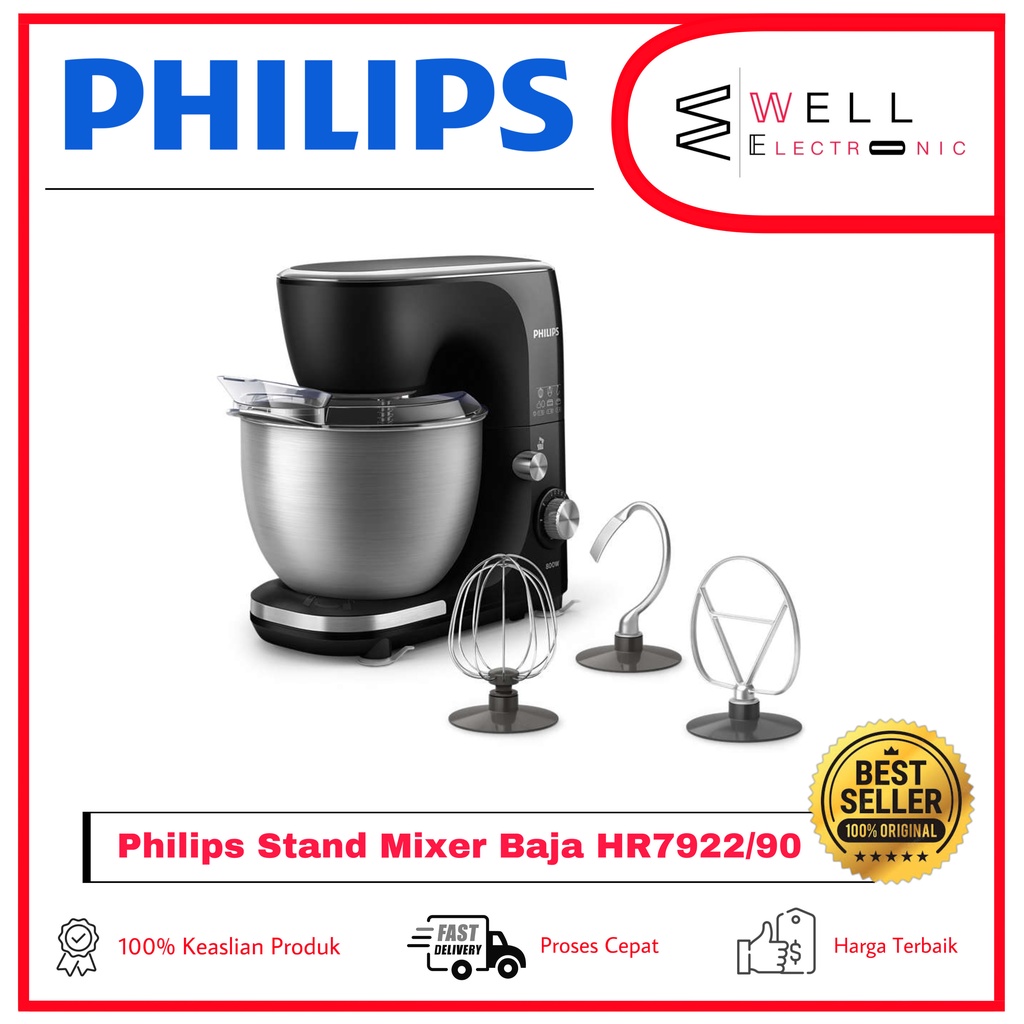 Philips HR7922/90 Kitchen Machine HR 7922 Stand MIxer Baja - Kapasitas 5L