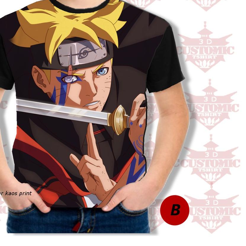 ✹ kaos anak 3d fullprint anime berkualitas naruto - boruto sword ☻