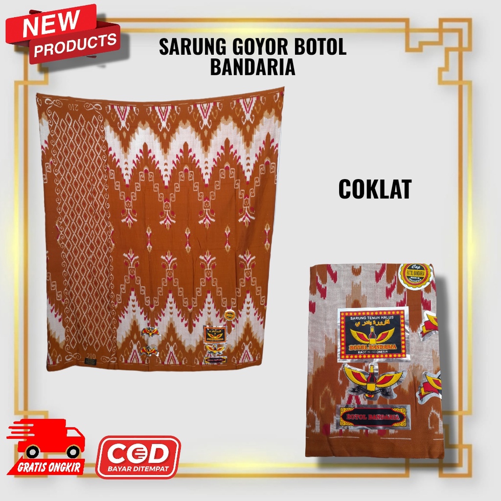 Promo Sarung Goyor Botol Bandaria Coklat Muda Motif Abu Bakar