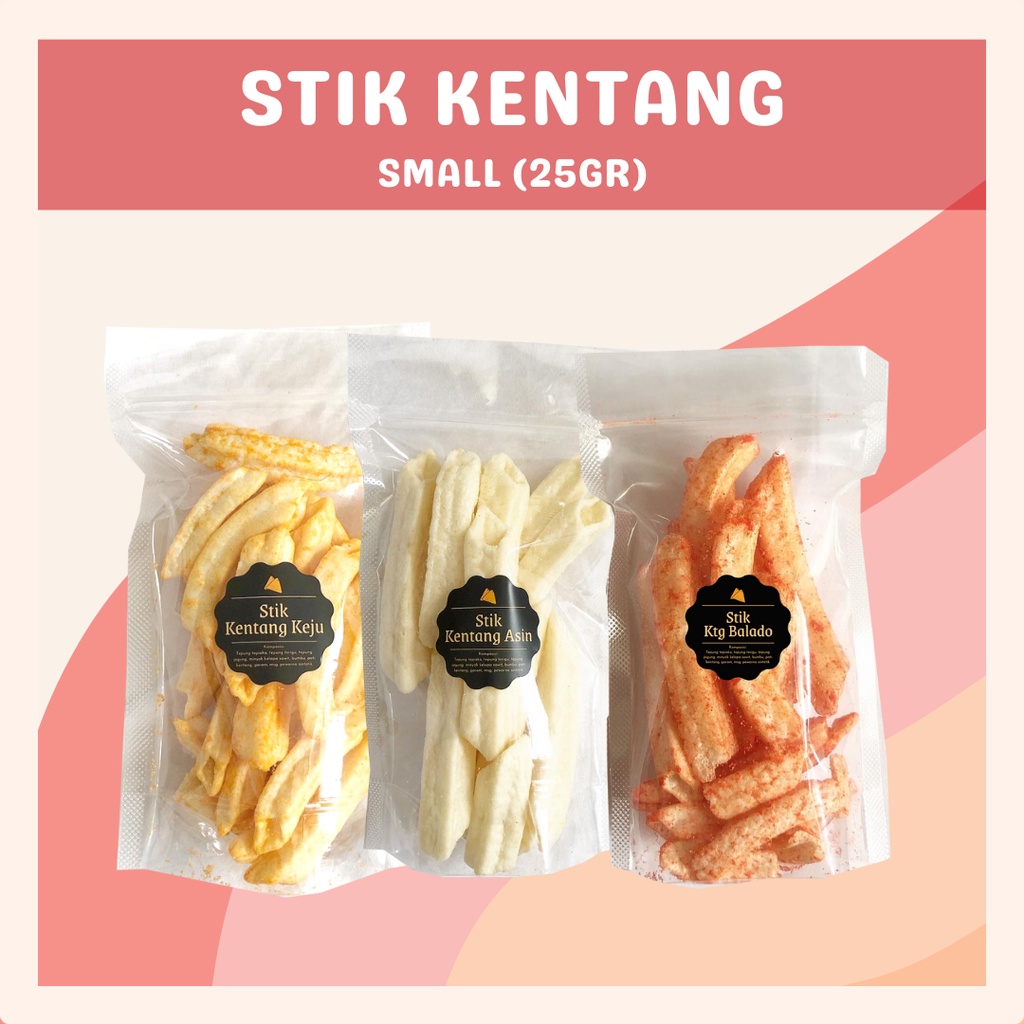 [DELISH SNACKS] Stik Kentang Asin / Keju / Balado (S) 25gr / Snack Cemilan Camilan / Potato Stick