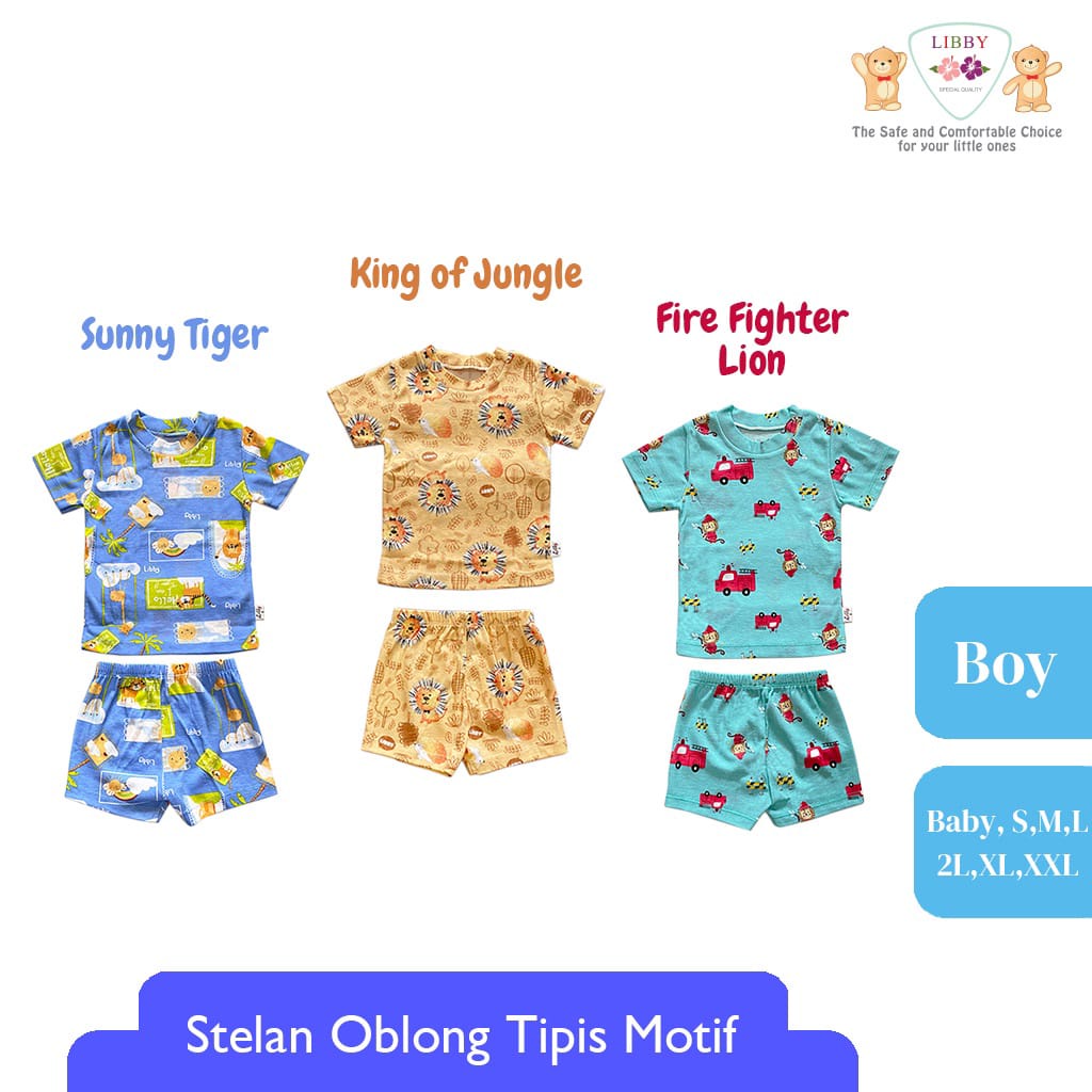 LIBBY Setelan Oblong Pendek Cotton Rib Boy Play The Ground 1 stel