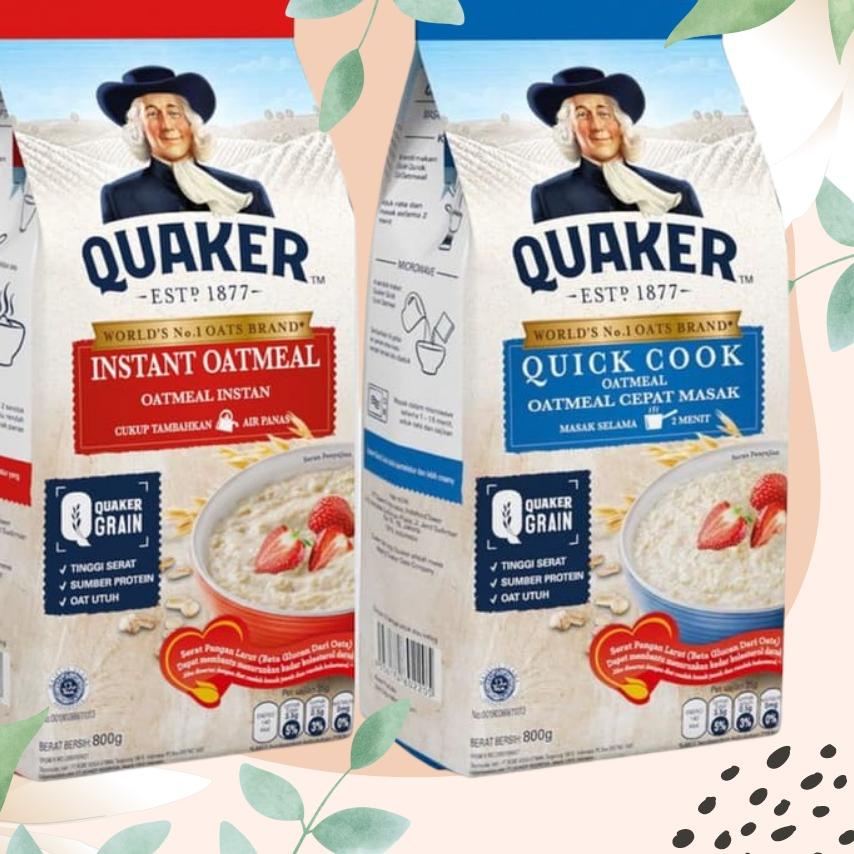 

✰ QUAKER Oats Oatmeal-Instant-Quick Cook Bag Pack 800 g-Instan-Masak ♠