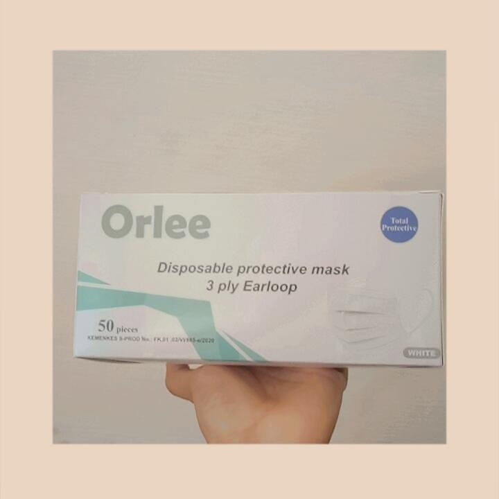 Masker Orlee 3 ply Putih / Hitam / Pink / Biru / Abu-abu / Hijau (medis)  Model Hijab dan Non hijab 