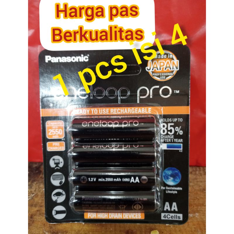 baterai enelop pro AA batrai cas 4pcs batrai isi ulang 2550mah enelop pro AA