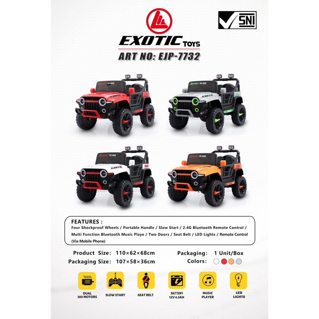 Mainan Anak Mobil Aki Jeep Exotic EJP 7732 EJP7732 EJP-7732 / EJP 7704 EJP-7704 EJP7704 / EJP 7706  