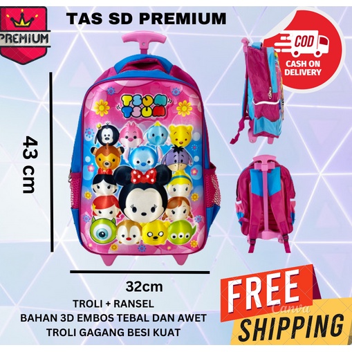 PREMIUM ~ COD Tas TROLI Ransel 2in1 Anak UNICORN HELOKITY TSUM LITTLE PONY FROZEN Troli Embos TROLEY TROLLEY EMBOS