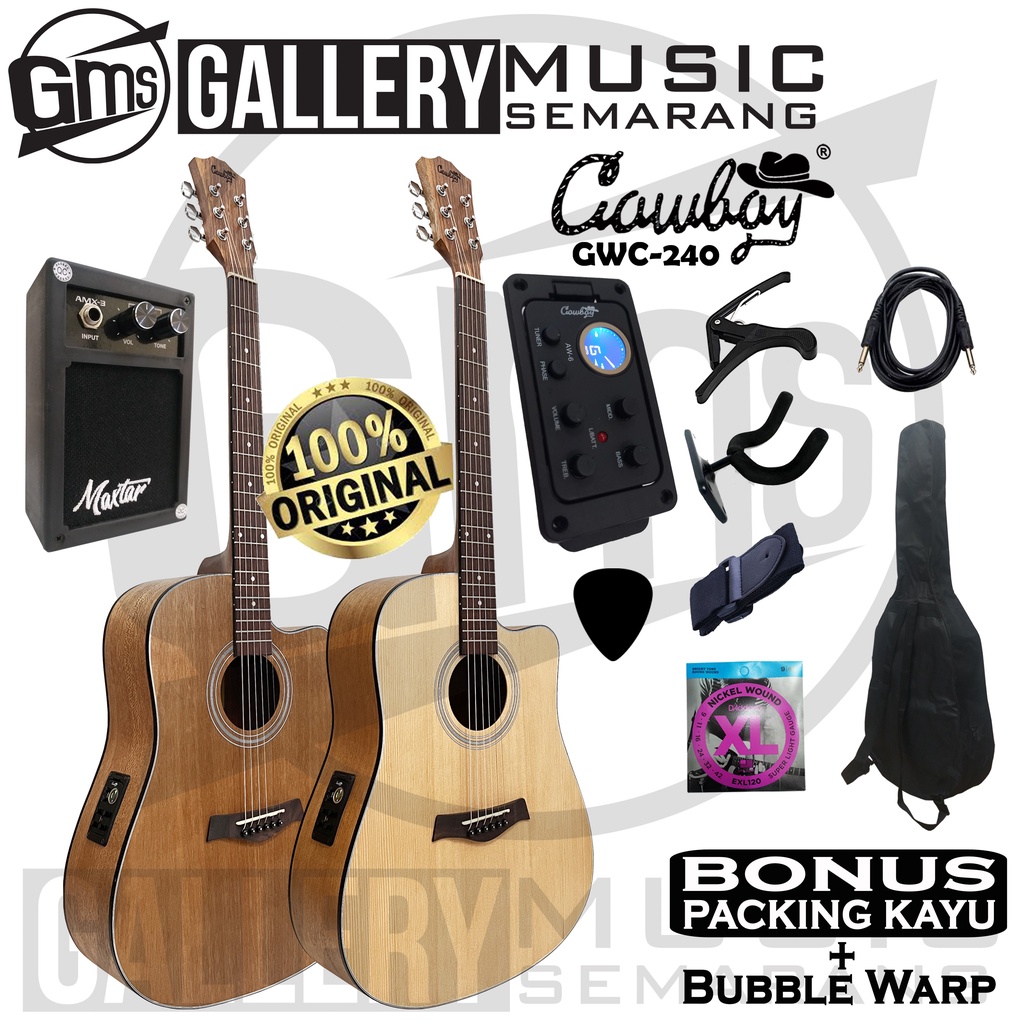 ORIGINAL!!! Gitar Akustik Elektrik Import Merk Cowboy GWC-240 NA GWC 240NS Equalizer Tuner AW-6