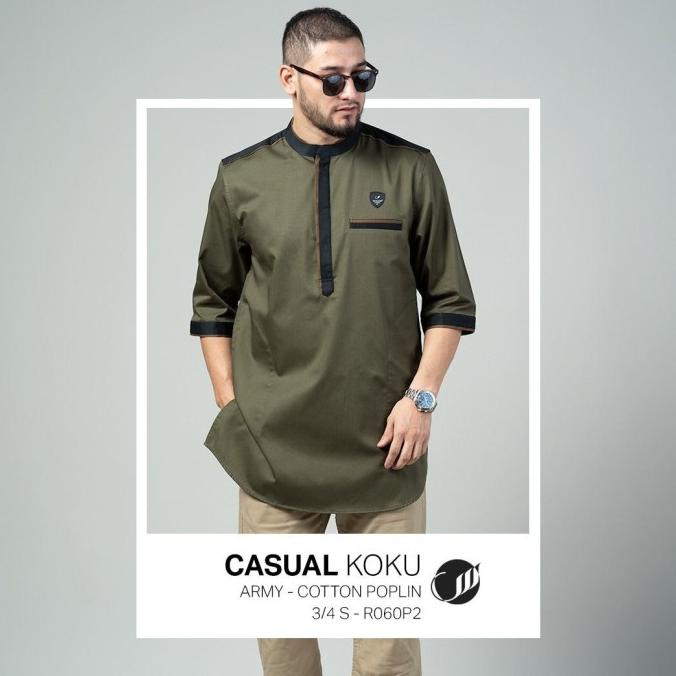 SAMASE Koku Casual U060 Baju Koko Kurta Lengan Panjang Pria Dewasa