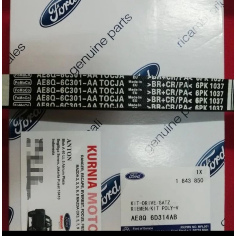 fan belt/tali kipas ford fiesta 1.4, ford
fiesta 1.6