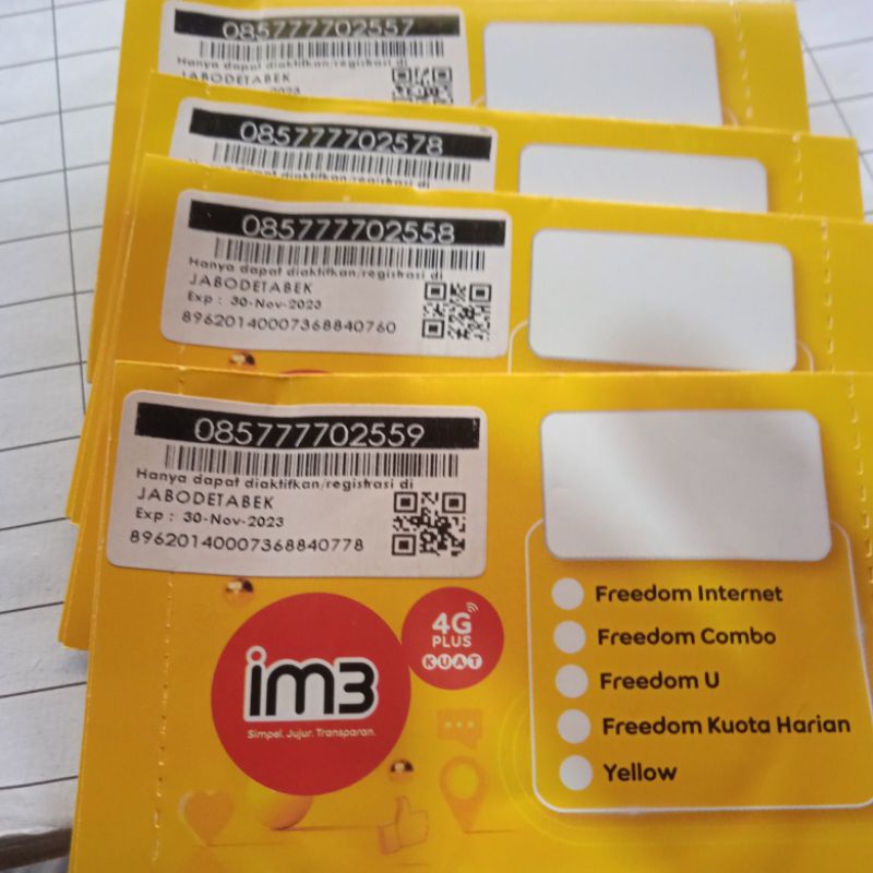 No Cantik Im3 Kuarted Tengah 7777