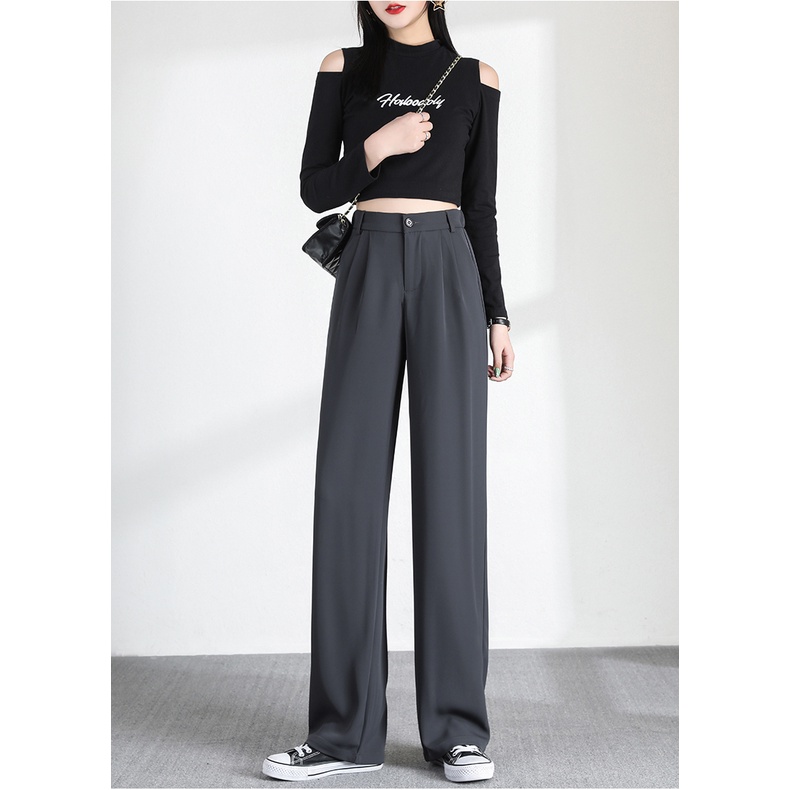 Korea Highwaist Loose Celana Jas Wanita Kekinian (realpict)