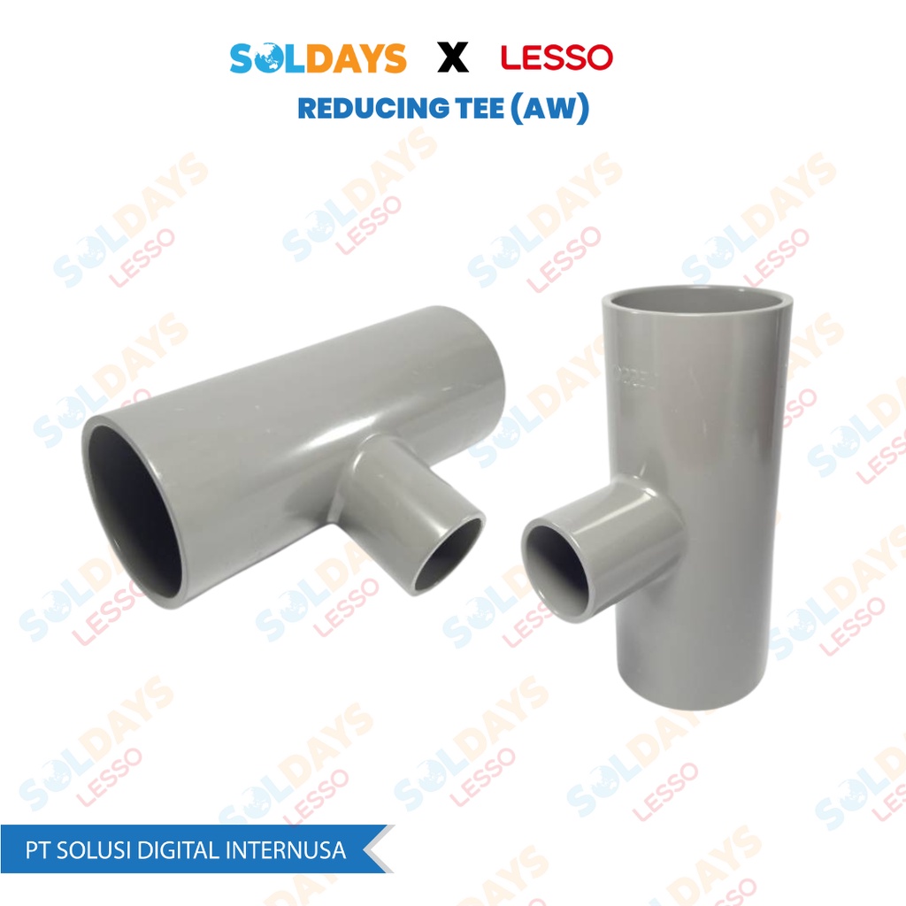 Lesso Reducing Tee (AW) 1.1/2&quot;X3/4&quot; / Reducing Tee (AW) 1.1/2&quot;X3/4&quot; inch / Sambungan Pipa AW LESSO / Pipa PVC Fittings