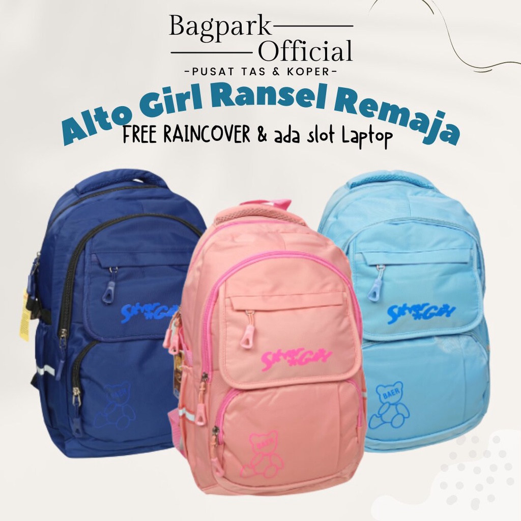 Tas Anak Perempuan Ransel Remaja Alto Silver girl Tas sekolah Anak Perempuan Import Tas Ransel Sekolah Remaja  Free Rain Cover