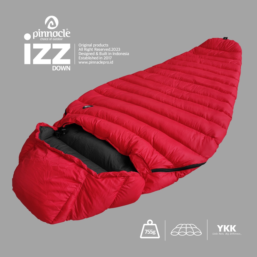 Pinnacle IZZ Down Sleeping Bag - Red Black