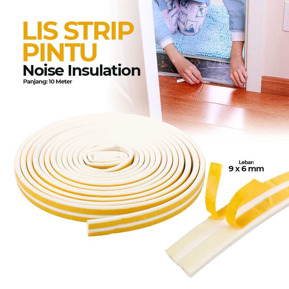 (BISA COD) FTIHSHP GANCHUN Lis Strip Pintu Door Noise Insulation D Tape 9x6mm 10M - KK-062