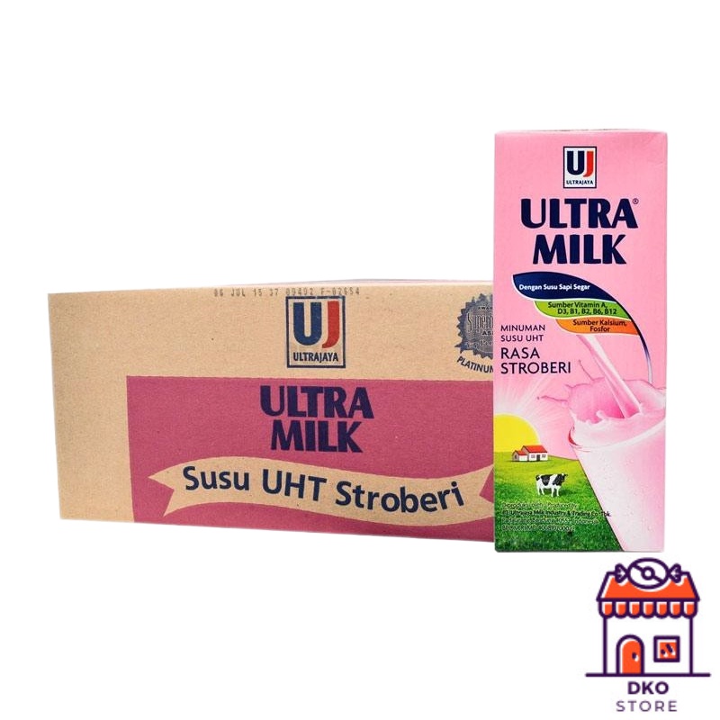 

ULTRA MILK Susu UHT - 1 Dus / Kardus ( 200ml ) - Rasa Stroberi Minuman Susu Kemasan