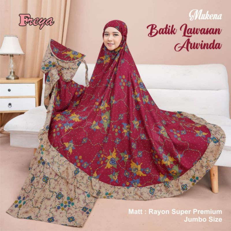 Mukena Mukenah Batik Cap Lawasan Arwinda Premium Solo Dewasa Traveling Size Super Jumbo Terbaru Moti