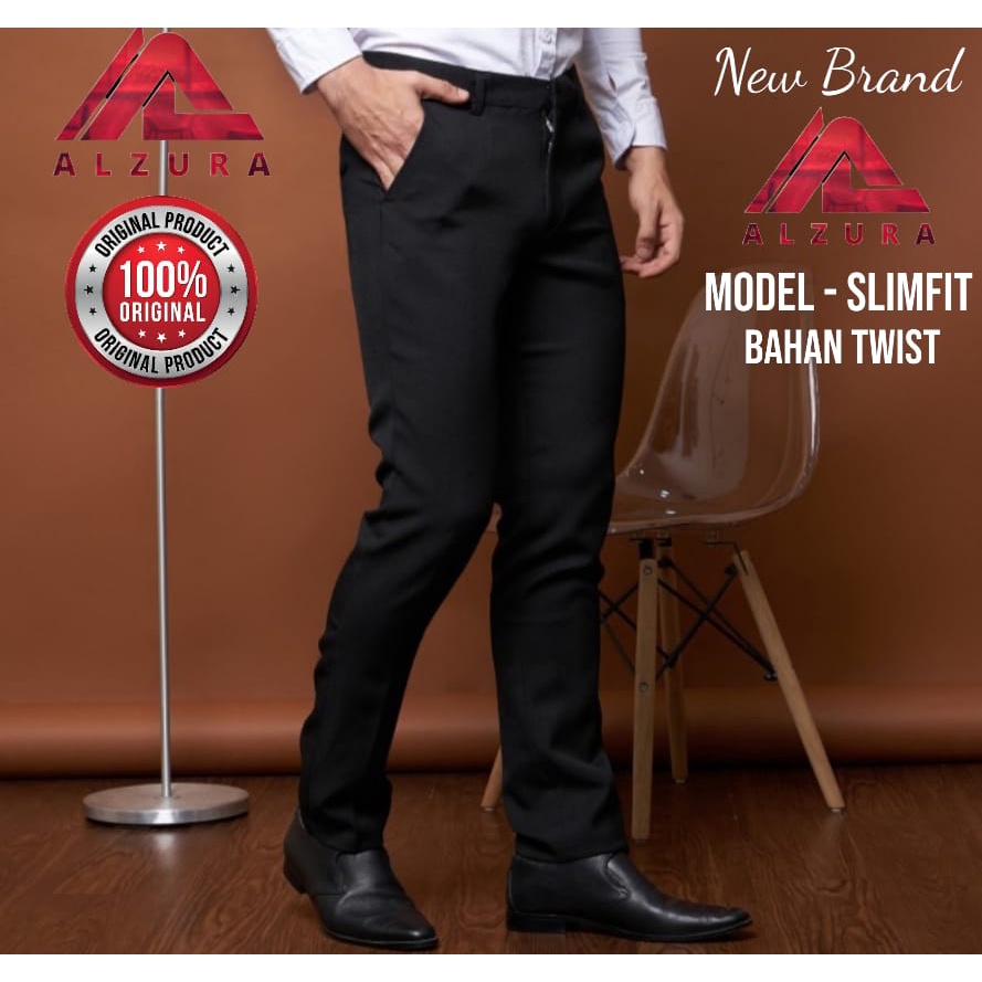 Celana kerja pria slimfit BAHAN TWIST TEBAL Premium