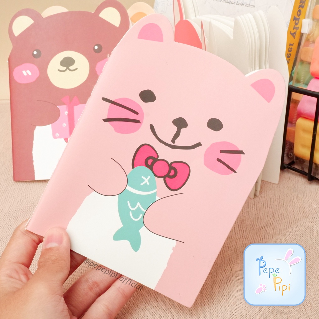 Notebook A6 Animal Note Book Buku Catatan Memo Lucu Hewan Beruang Kucing Anjing