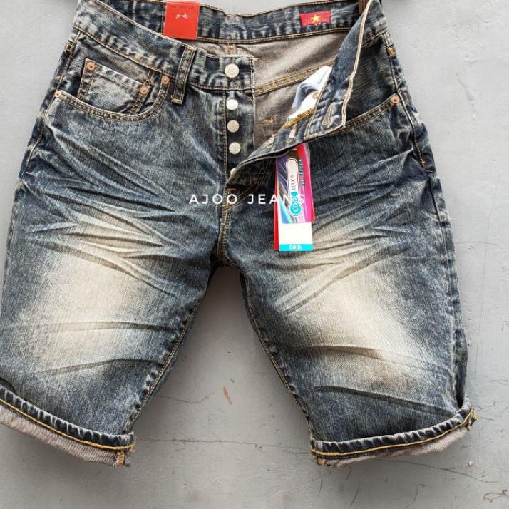 ✦ Celana Pendek Import Pria 501 Snow Ringkel Made In Vietnam 🇻🇳 Terbaru Dan Terlaris ☋