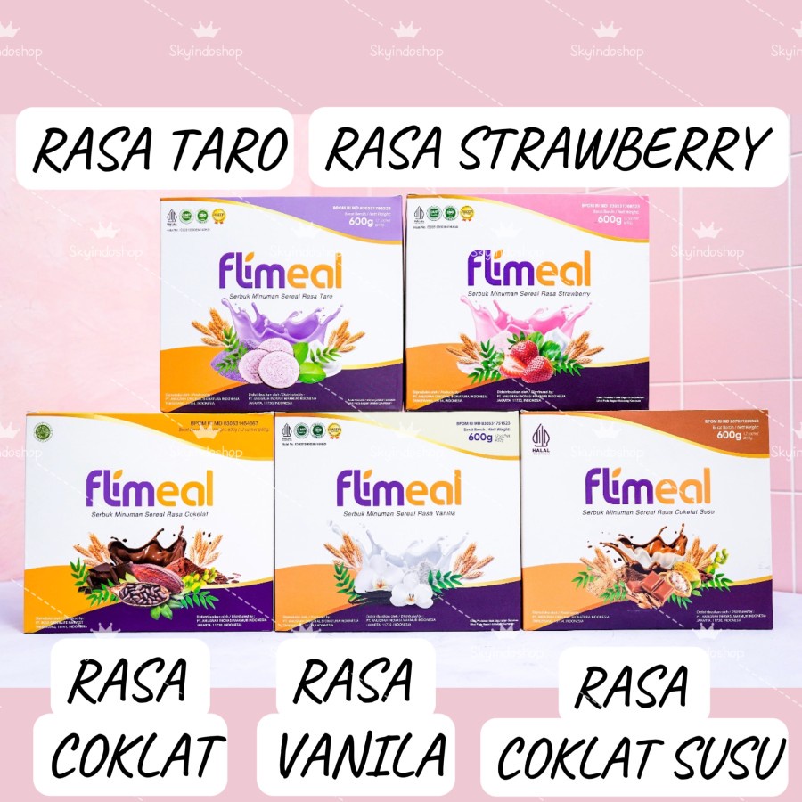 Flimeal Minuman Diet Sereal BPOM- PCS - STRAWBERRY - HALAL - Replacement Sereal Rasa Strawberry