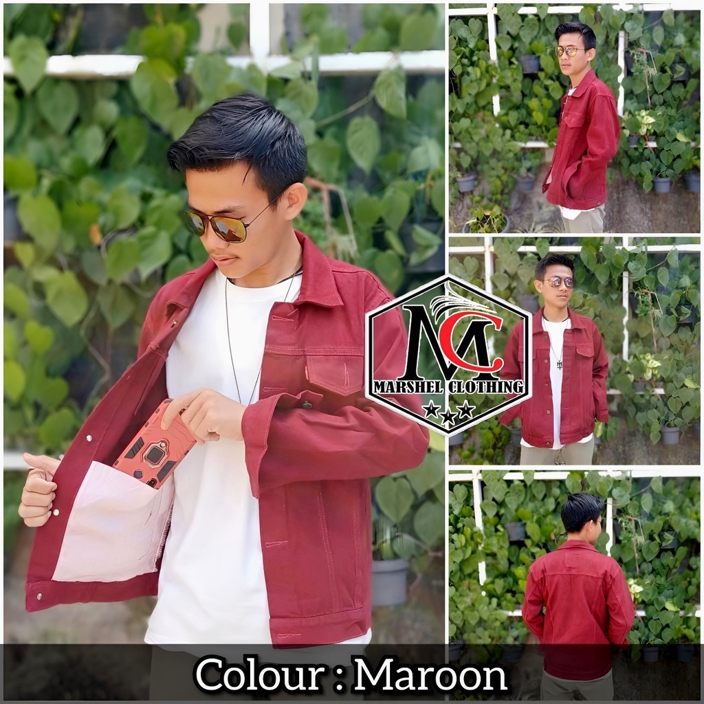 RCL - Jaket Jeans Warna Putih Maroon Pink Abu Hijau Mocca Kuning Biru Hitam Bioblits M.L.XL.XXL / Jaket Jeans Denim White Putih Pria Wanita Big Size Jumbo M.L.XL.XXL Bahan Jeans Tebal Gratis Ongkir Harga Termurah