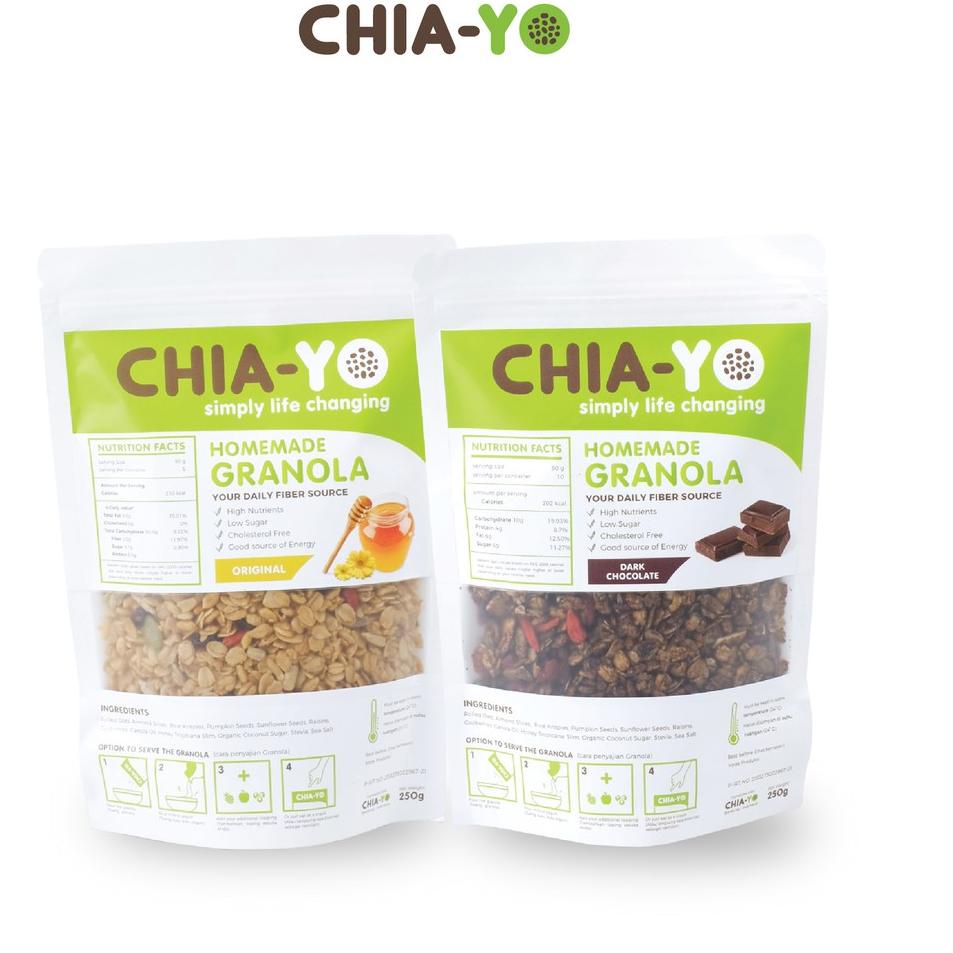 

✼ Chiayo PAKET : 2 Homemade Granola 250gr (Original & Dark Choco) ➧