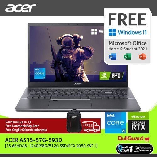acer aspire 5 A515 RTX 2050 i5-1240P 5123GB SSD Win11 OHS 15.6" IPS