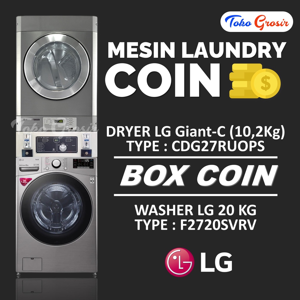 MESIN LAUNDRY STACKED WASHER LG 20 KG + DRYER LG GIANT C