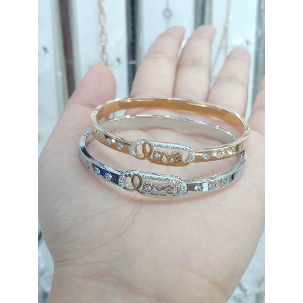 gelang love permata titanium anti karat anti luntur