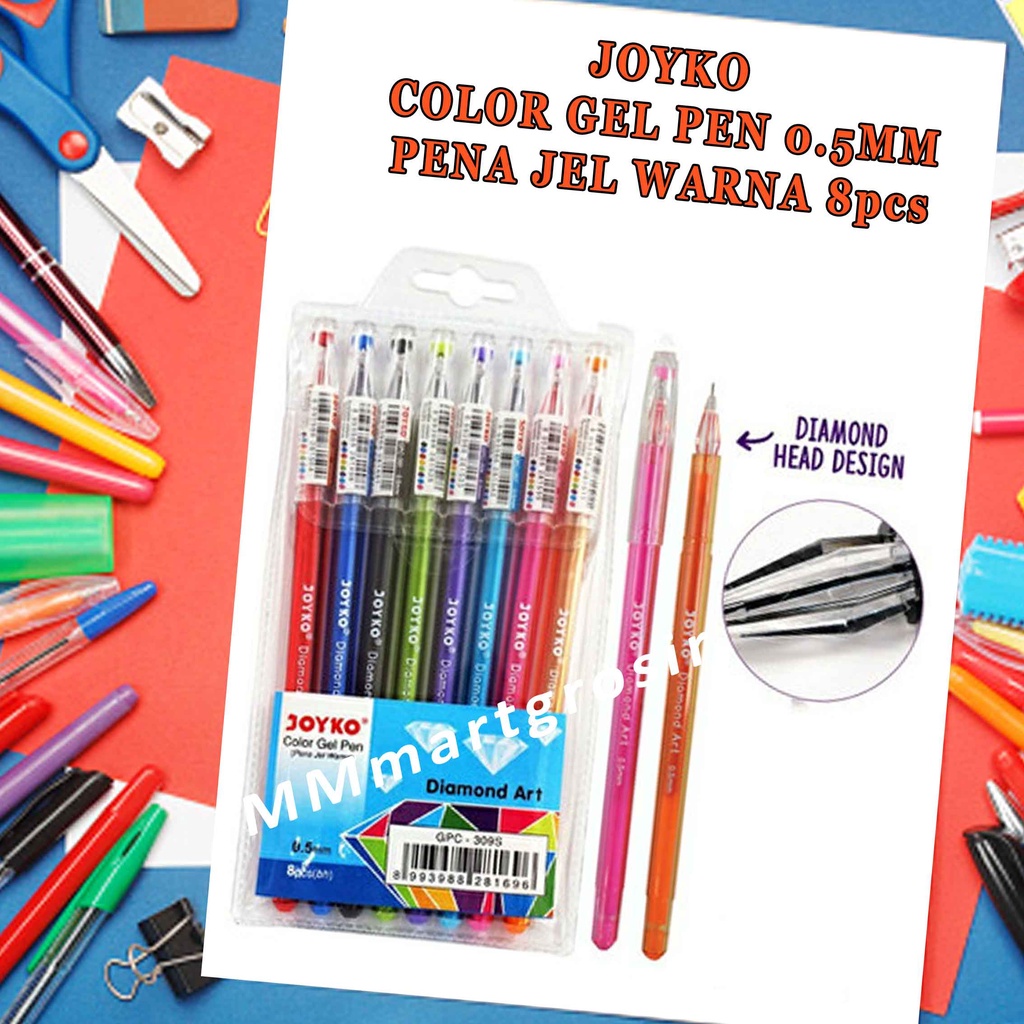 Joyko/ Color Gel Pen 0,5mm/ Pena Jel Warna/ Isi 8pcs