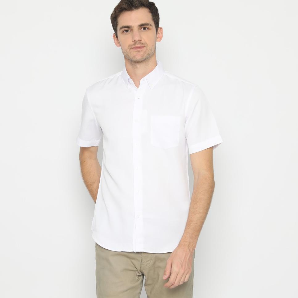 ❋ Platini Kemeja Polos Putih Pendek Polinosic  ✺