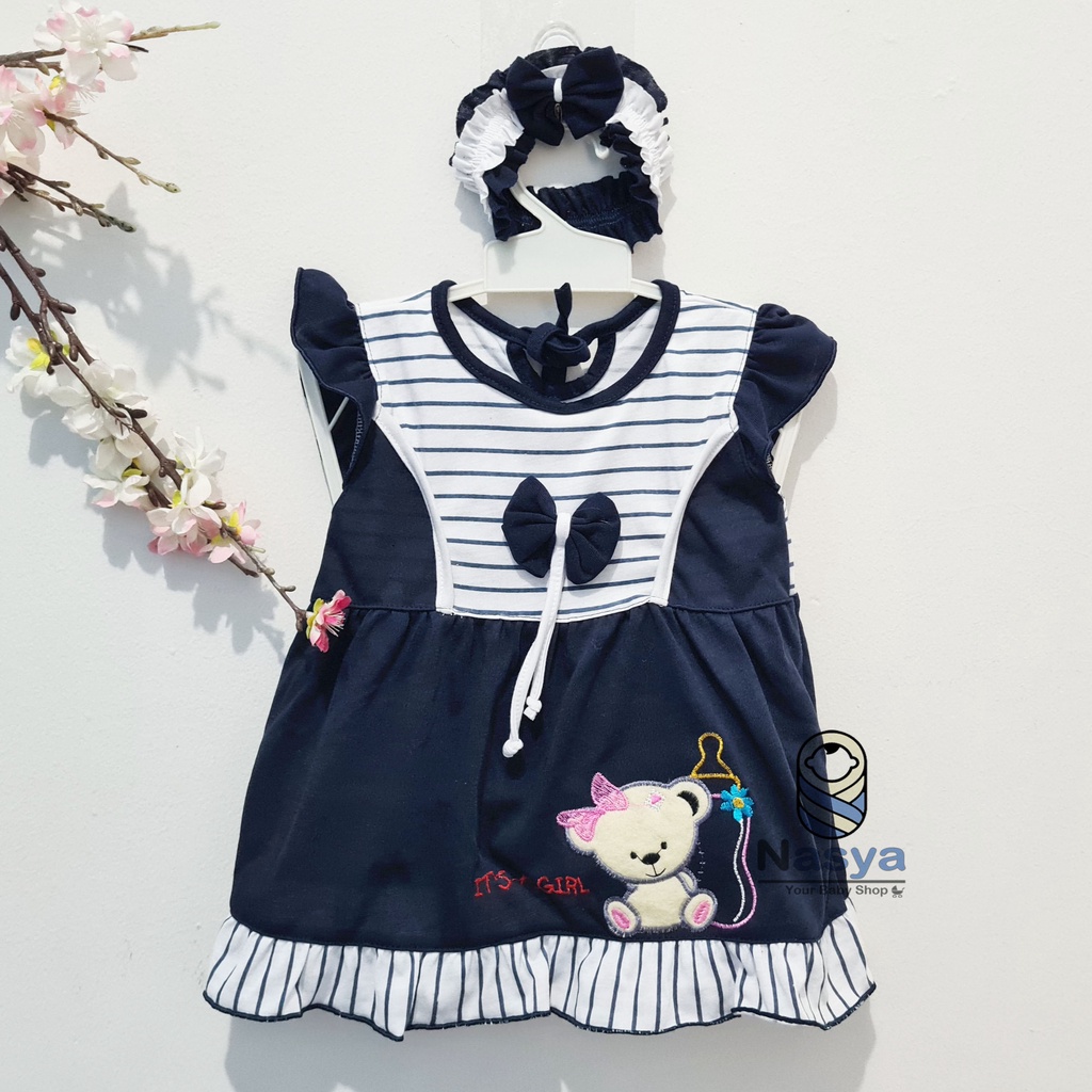 [P-051A] Baju Bayi (0-6 bulan) / Dress Bayi Perempuan Motif beruang lucu