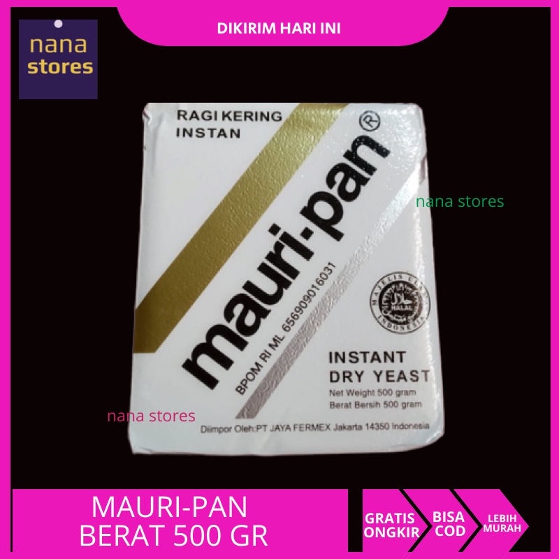 

Mauripan Instan Dry Yeast , ragi mauripan, ragi instan mauripan berat 500 gram,